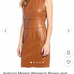 Antonio Melani Tan Leather Sheath Dress